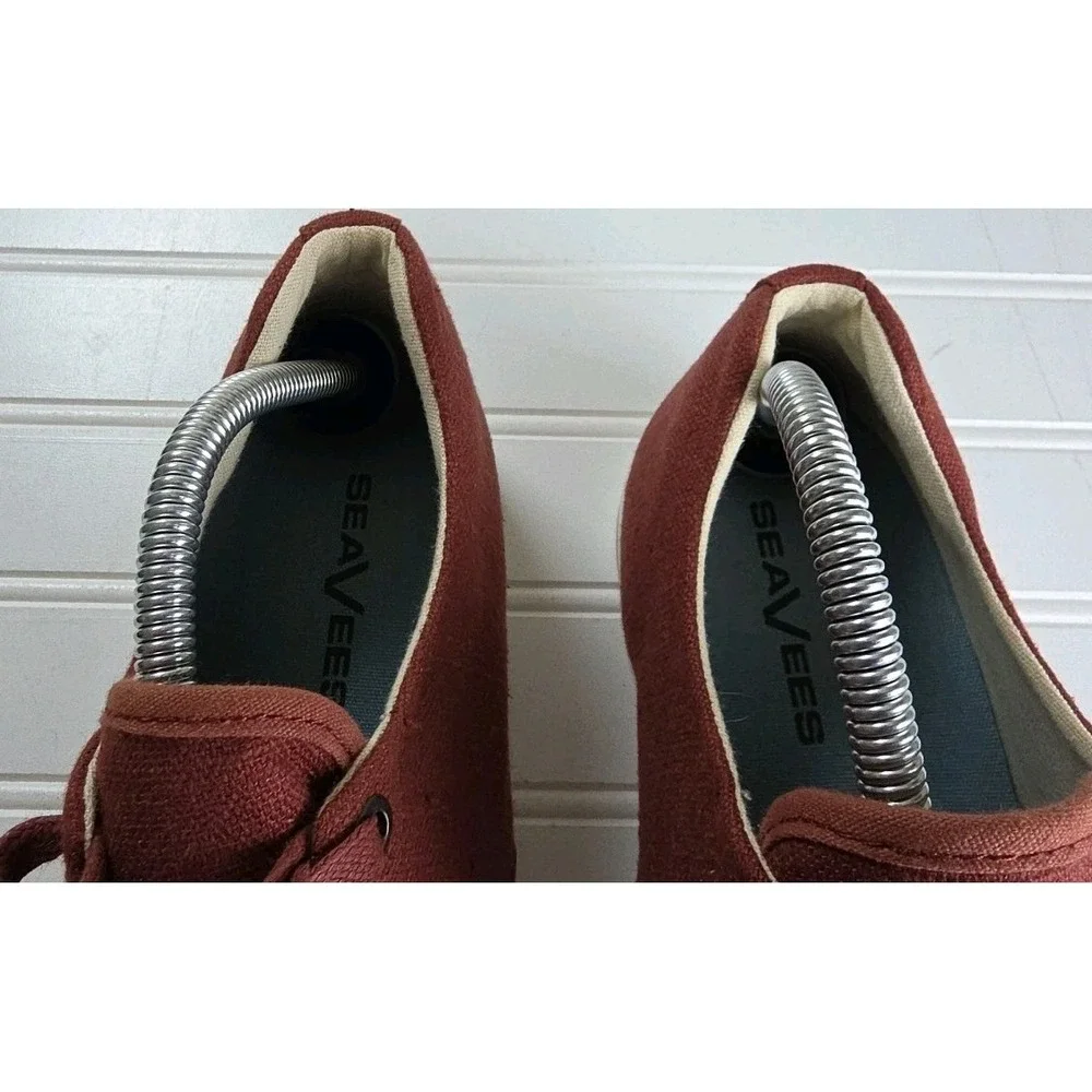 SeaVees Mens Size 10.5 Hermosa Plimsoll Textured MAHOGANY Linen Sneaker